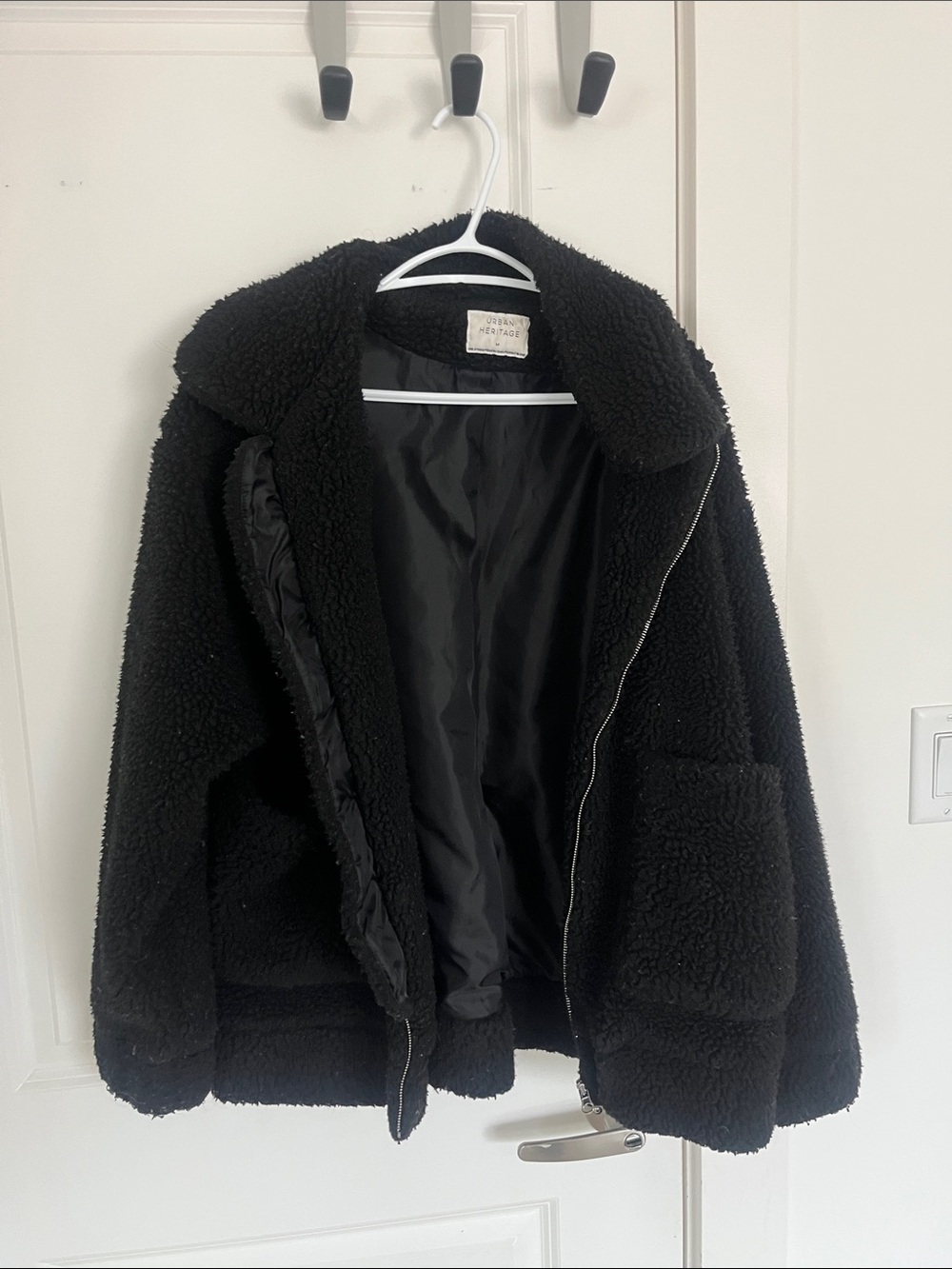Urban Heritage Black Teddy Sherpa Zip Jacket